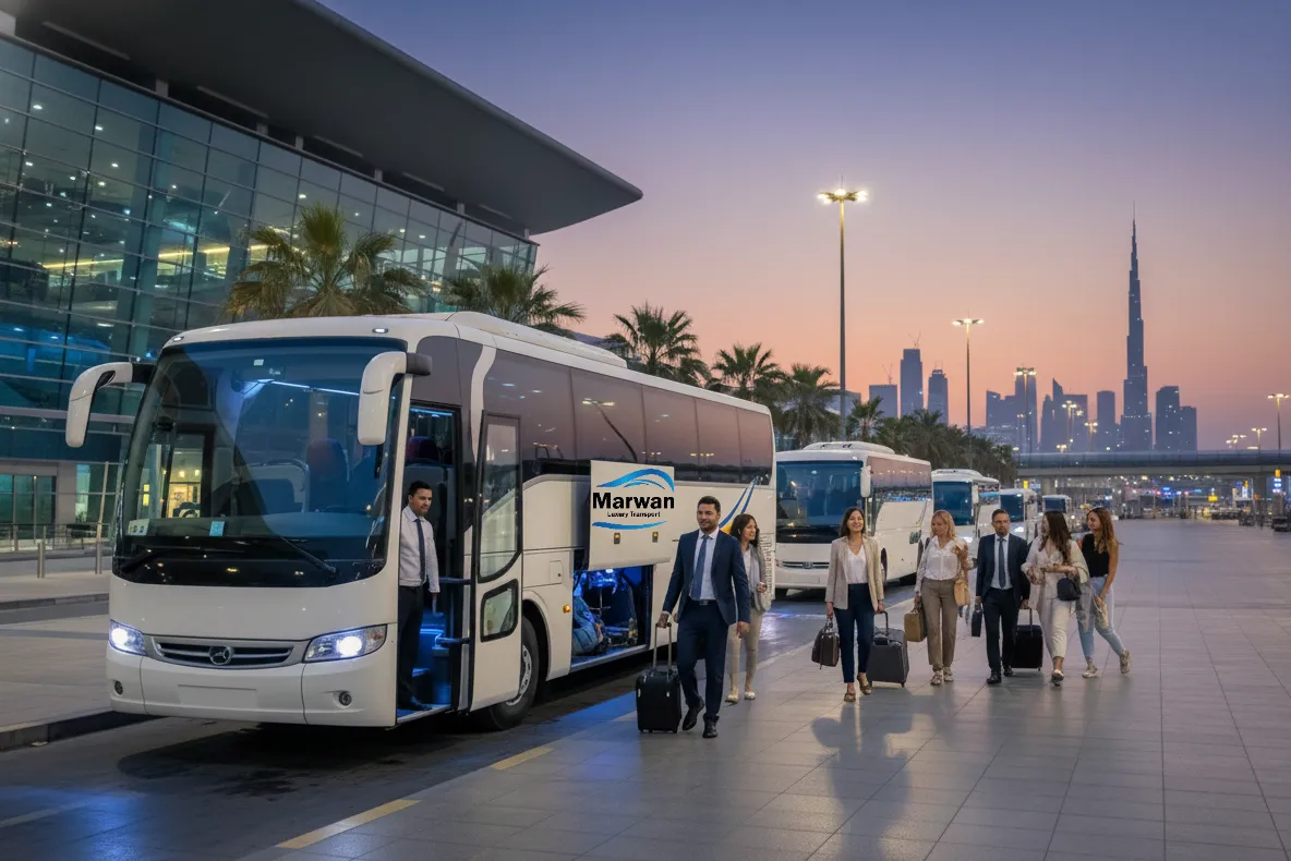 Dubai Airport Transfer Bus Rental | Group Airport Transfer in Dubai