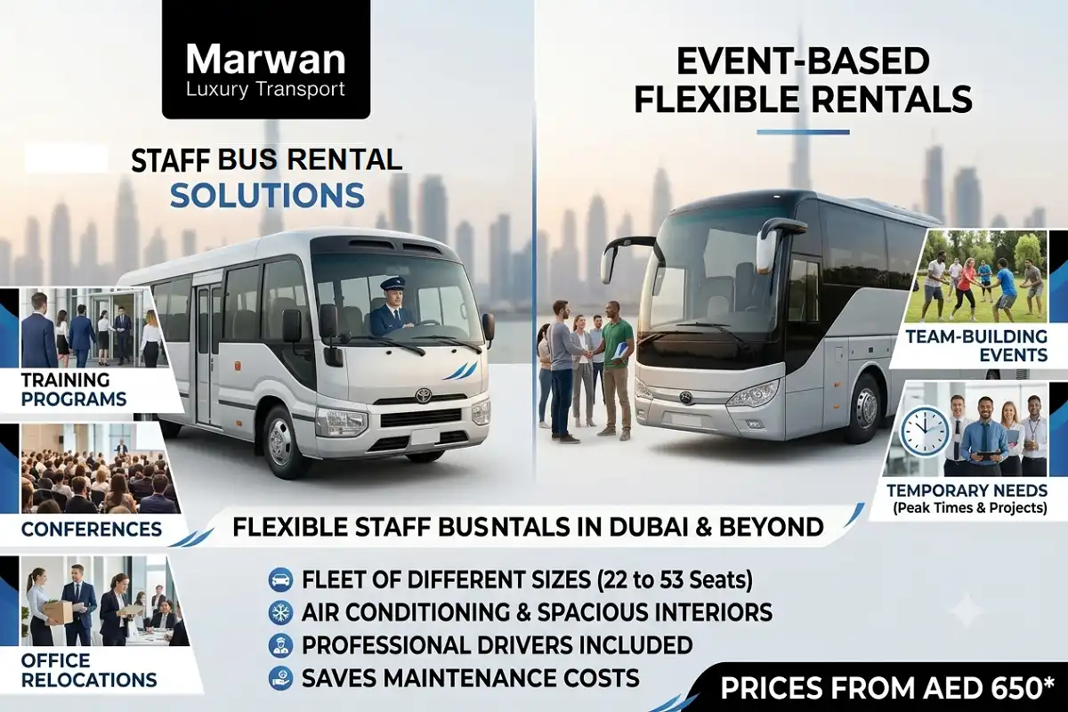 Staff Bus Rental Dubai | Employee Bus Hire with Driver in Dubai